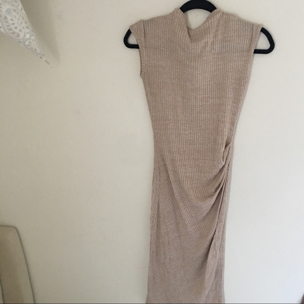 High Neck Cap Sleeve Rouched Dress - Size