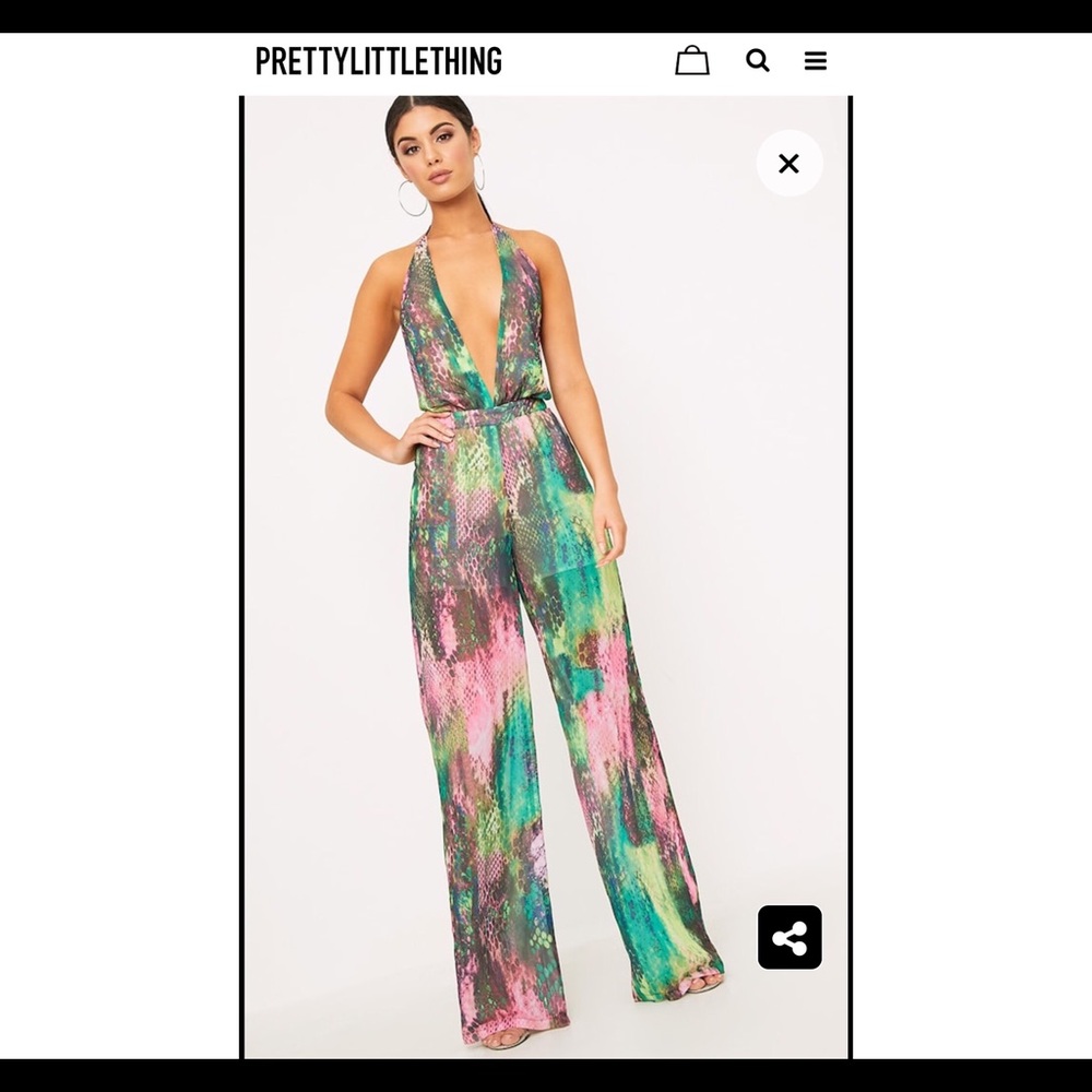 Beautiful multi-colored snake print PLT jumpsuit