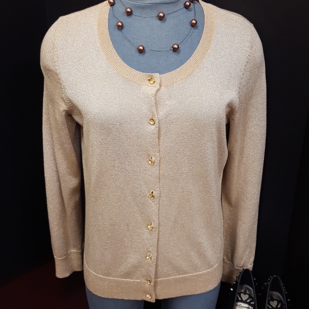 Talbots Gold Sparkle Cardigan NWT!
