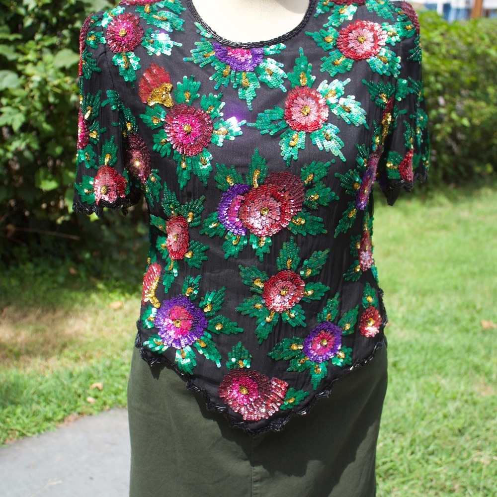 Vintage Silk Beaded Top.
