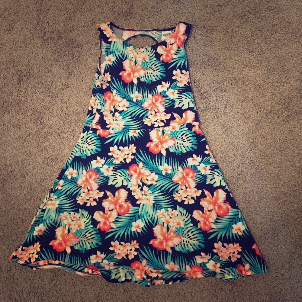 Hawaiian print Pink skater dress