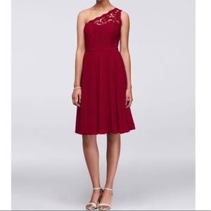 Red One Shoulder Lace Dress BUNDLE
