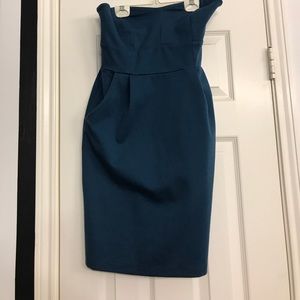 Strapless teal dress