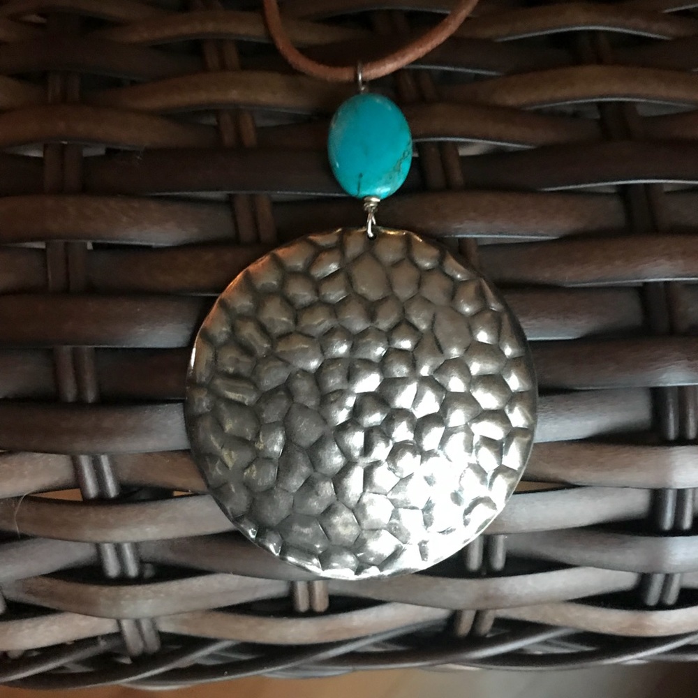 Silpada Hammered Disk & Turquoise Necklace