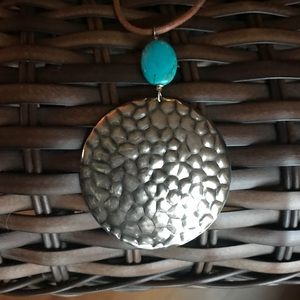 Silpada Hammered Disk & Turquoise Necklace