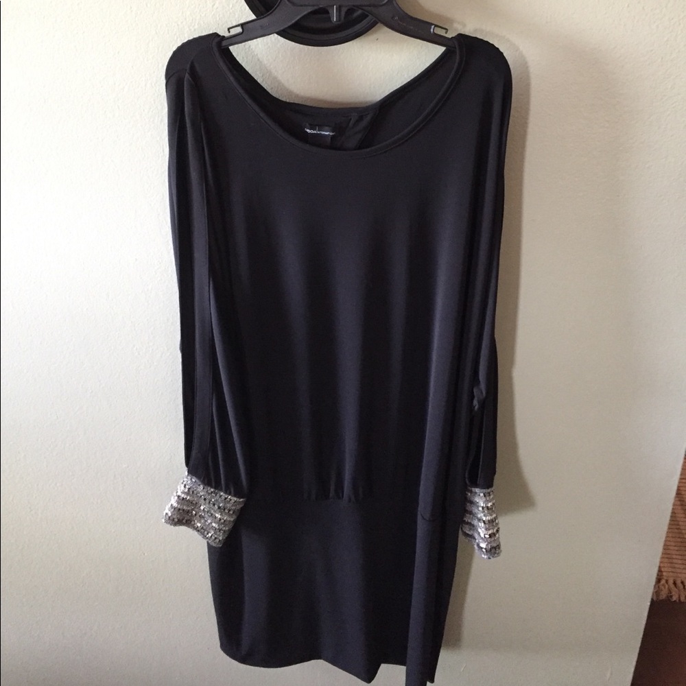 Black party dress with beaded cuffs & back