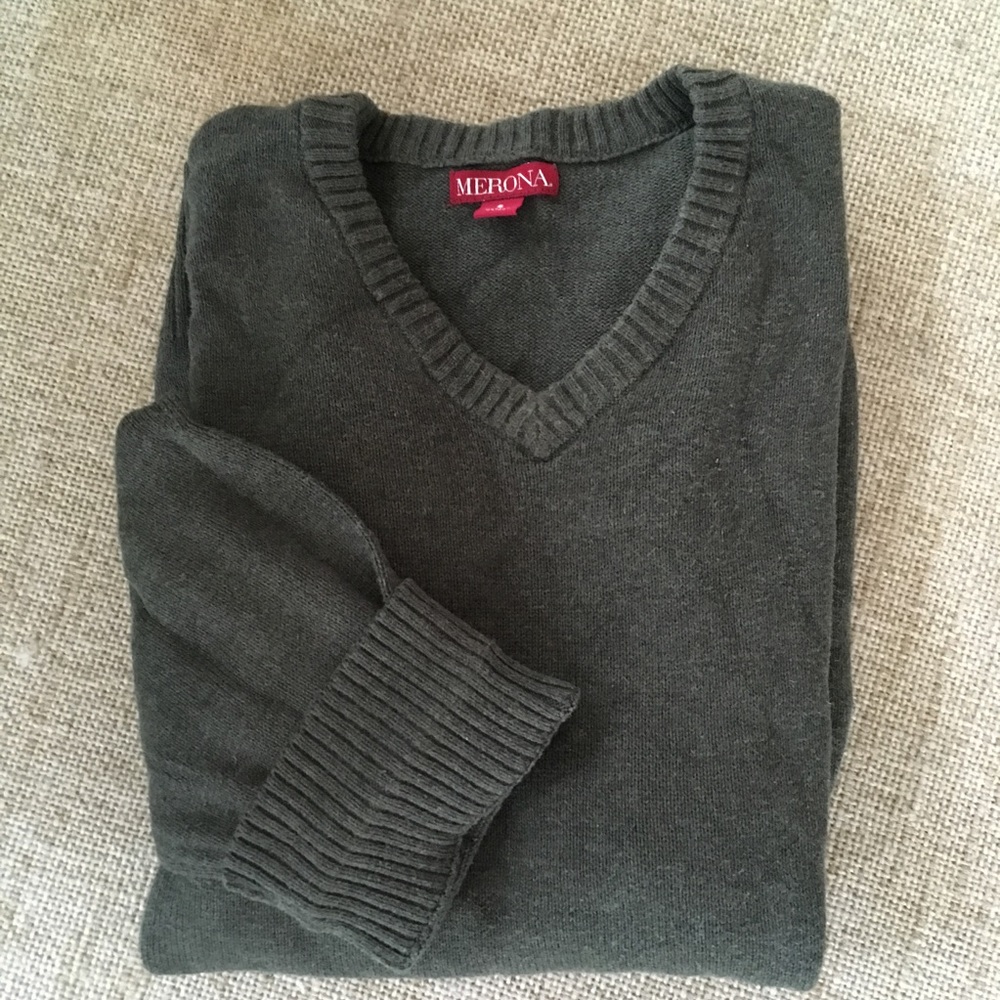 Merona Moss Green V-Neck Sweater