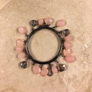 Pink and charcoal beaded bracelet