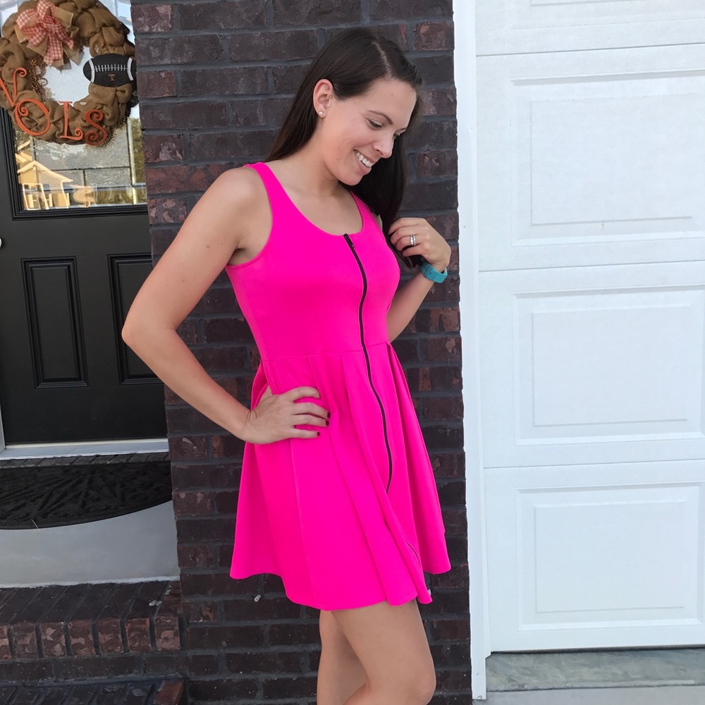 Boutique hot pink zipper dress