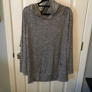 Grey sweater with hoodie and pockets