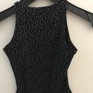 Cotton Spandex Sleeveless Bodysuit SMALL WHITE DOT