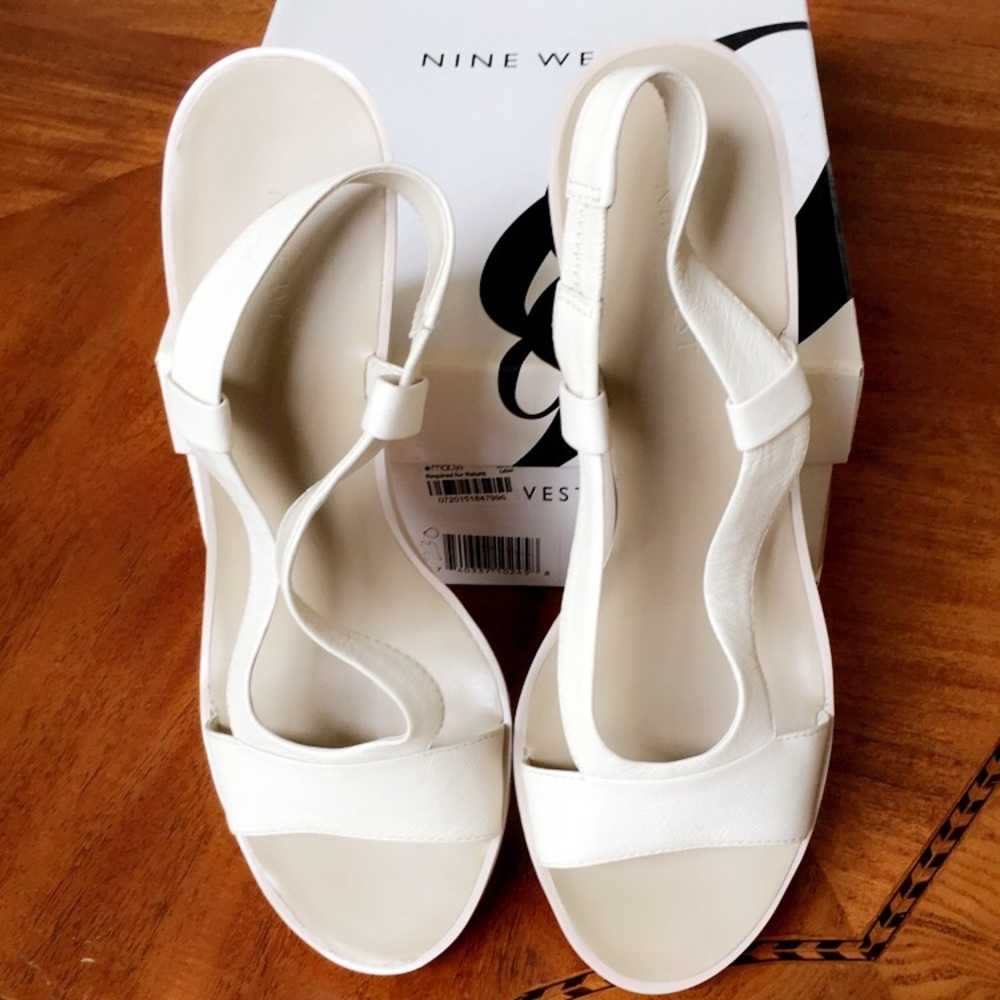 Nine West Ivory Leather Wedge