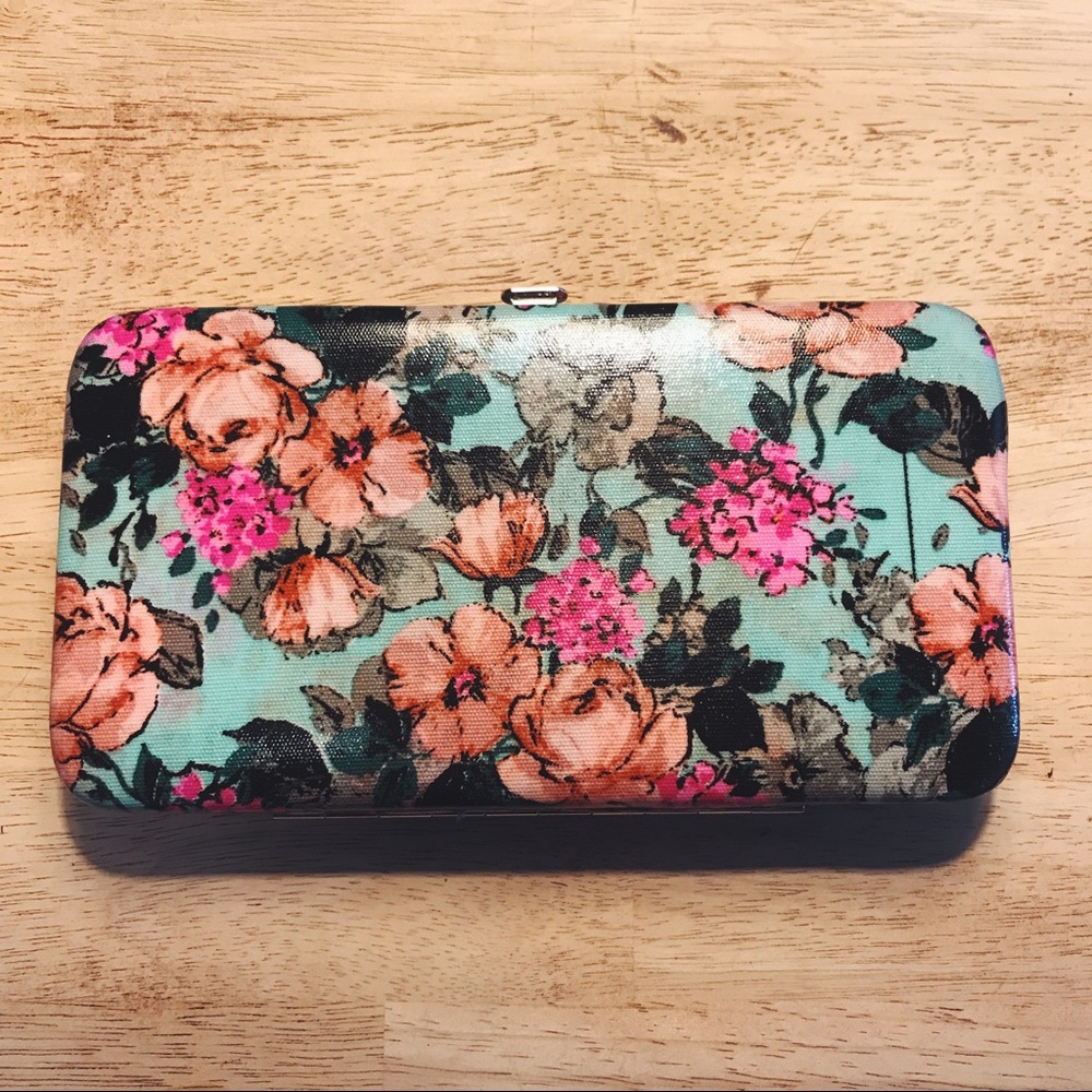 Floral Wallet Tiffany Blue & Peach Clutch