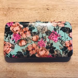 Floral Wallet Tiffany Blue & Peach Clutch