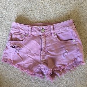 American Eagle Pink/Purple High Rise Cutoff Shorts