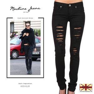 Black ripped jeans (machine brand) size 5 juniors