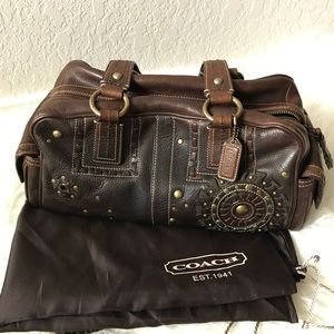 COACH PURSE! All brown Leather with stud detailing