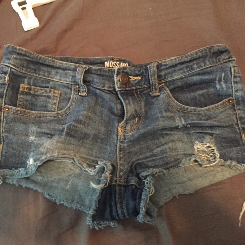 Distressed jean shorts