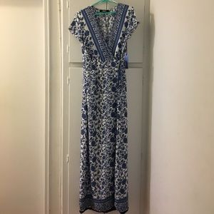 Blue and white floral dress