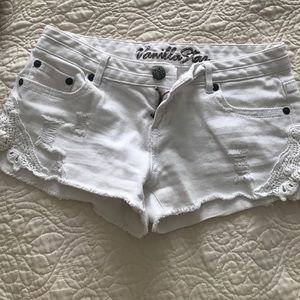 White lace shorts