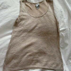 Beige Metallic Sweater Tank Shell