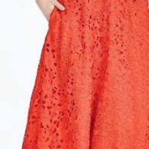 Banana Republic orange lace midi skirt w/ pockets