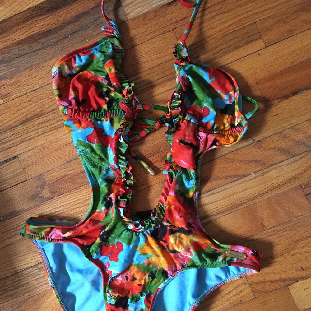 NWOT Baby Phat One Piece Cut Out 🌈Ruffle Swimsuit