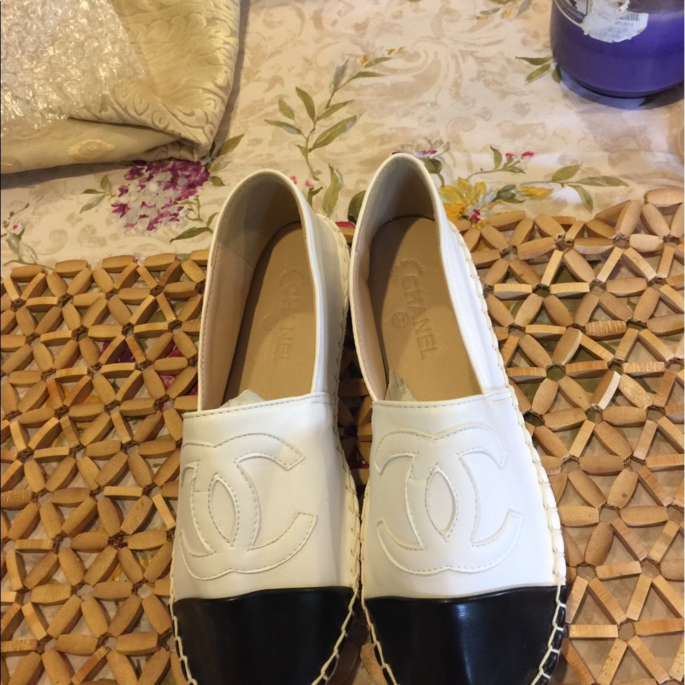 Espradilles black white sz 7.5" New