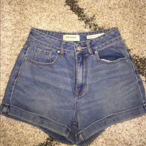 PacSun Cove Blue Cuffed Denim Mom Shorts