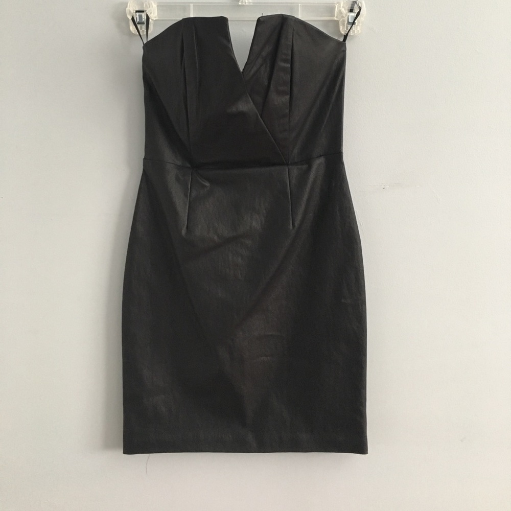 Strapless leather dress