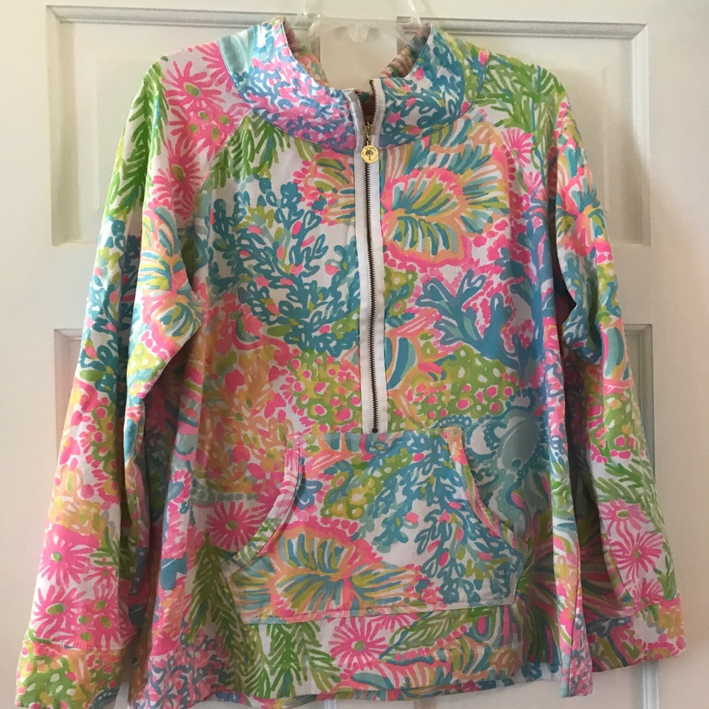 Lilly Pulitzer Skipper Popover Lovers Coral Print