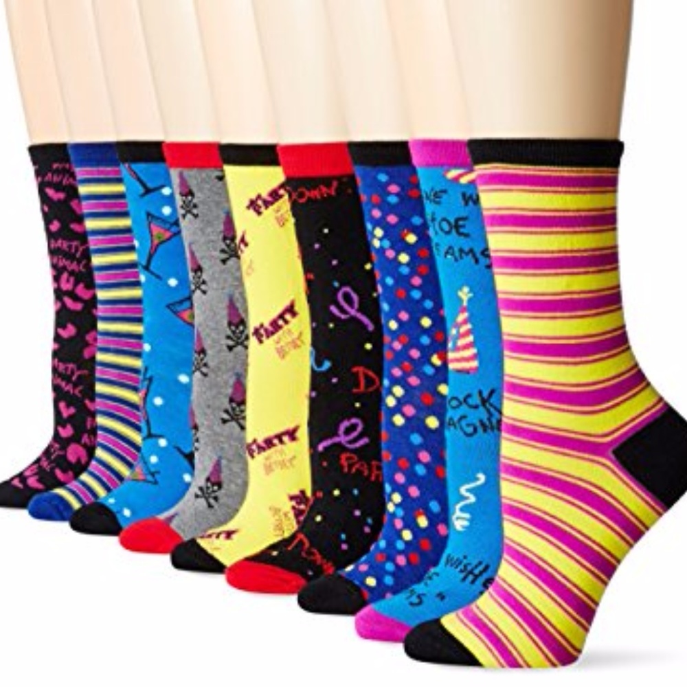 Betsey Johnson 9 Pack Party Crew Socks - Picture 6 of 8
