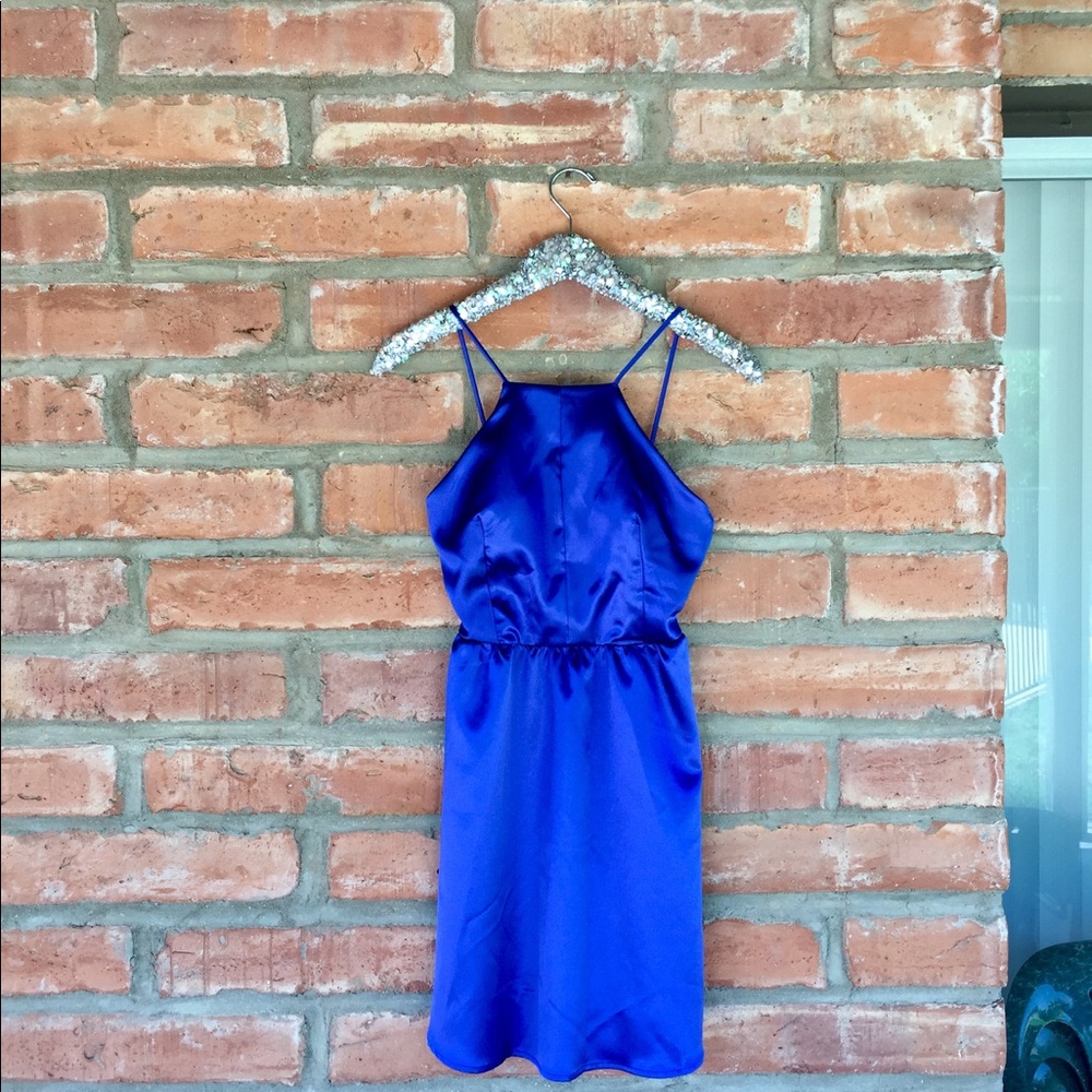 🥂🎉Strappy Satin cocktail blue dress size medium