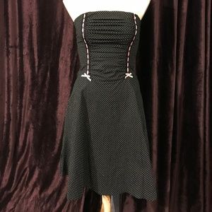 Polk-a-dot A-line dress with pink ribbon detail