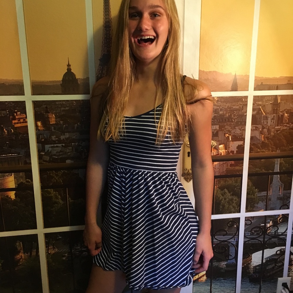 Navy blue striped dress