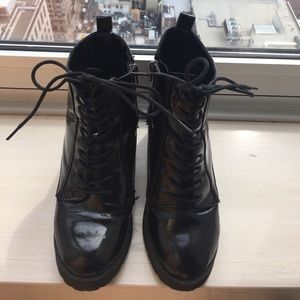 Lace up patent combat booties size 8.5
