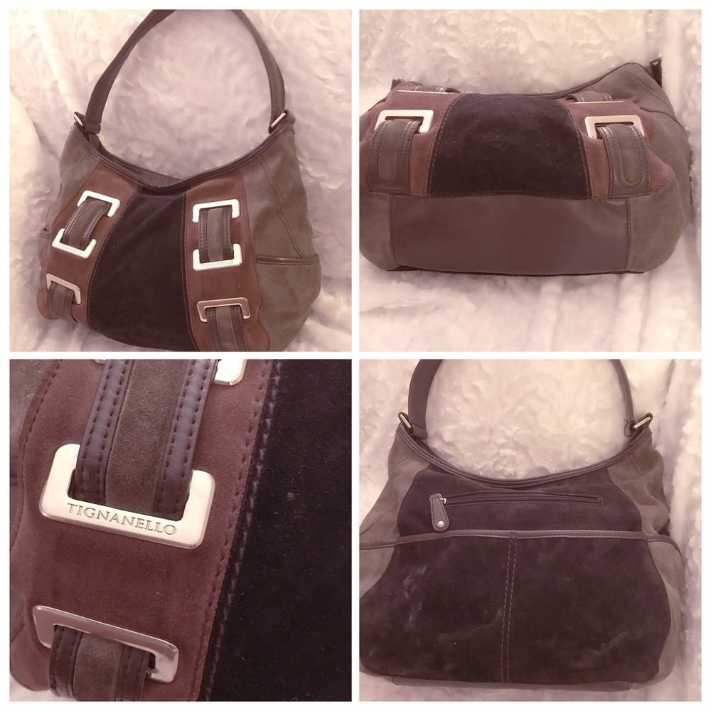 Tignanello Suede Tri Color Handbag