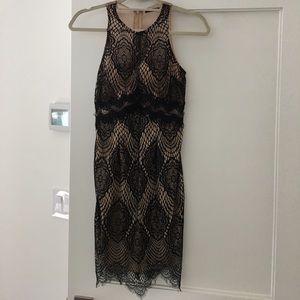 Lulu's Black lace dress nude slip built in
