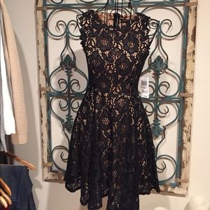 NWT City Studio BLK Lace Crochet Dress, sz 0