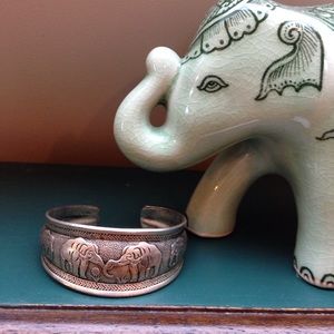 Silver Elephant Bangle