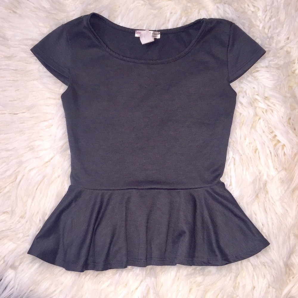 Peplum Charcoal Grey Top