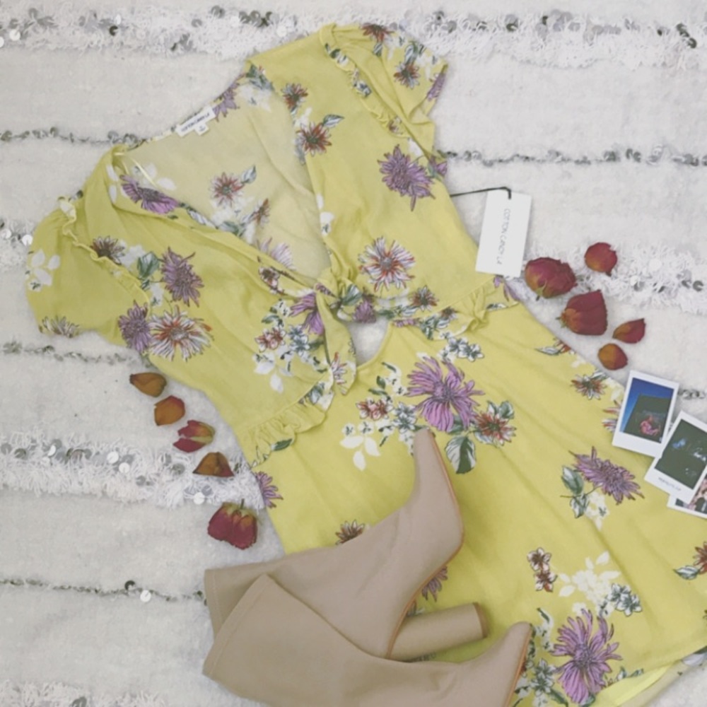 • NWT Dolls Kill • Floral Yellow Mini Dress •