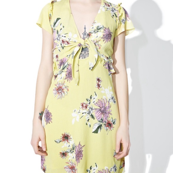 • NWT Dolls Kill • Floral Yellow Mini Dress • - Picture 6 of 7