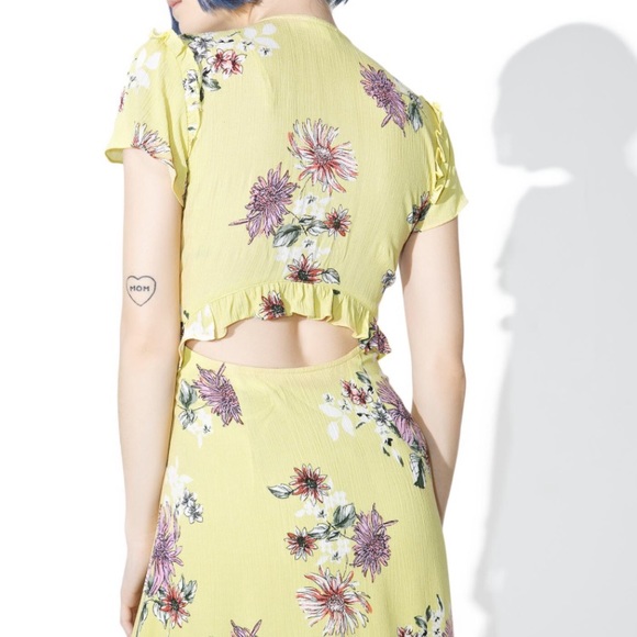 • NWT Dolls Kill • Floral Yellow Mini Dress • - Picture 7 of 7