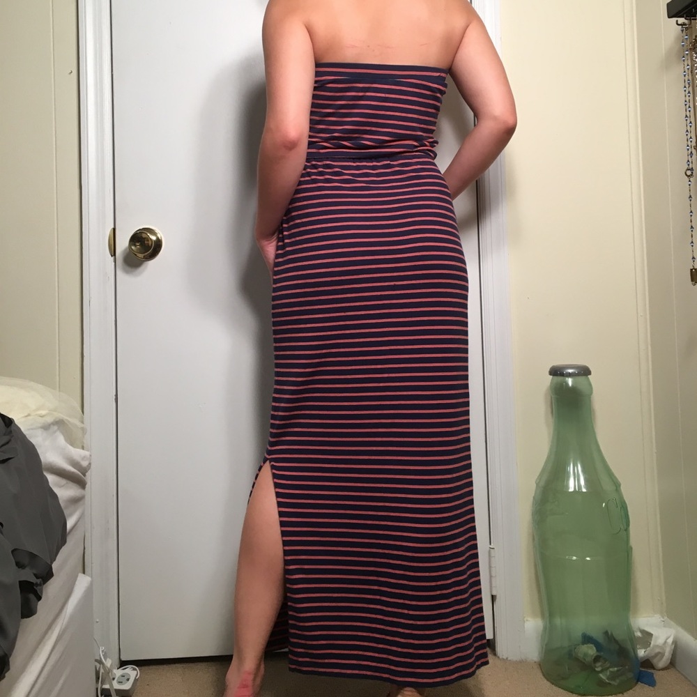 Madewell navy and red striped cotton maxi dress