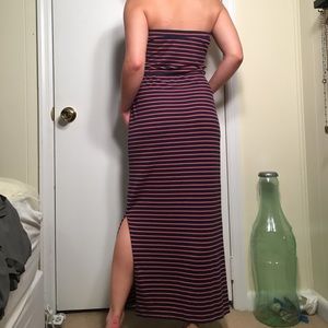 Madewell navy and red striped cotton maxi dress