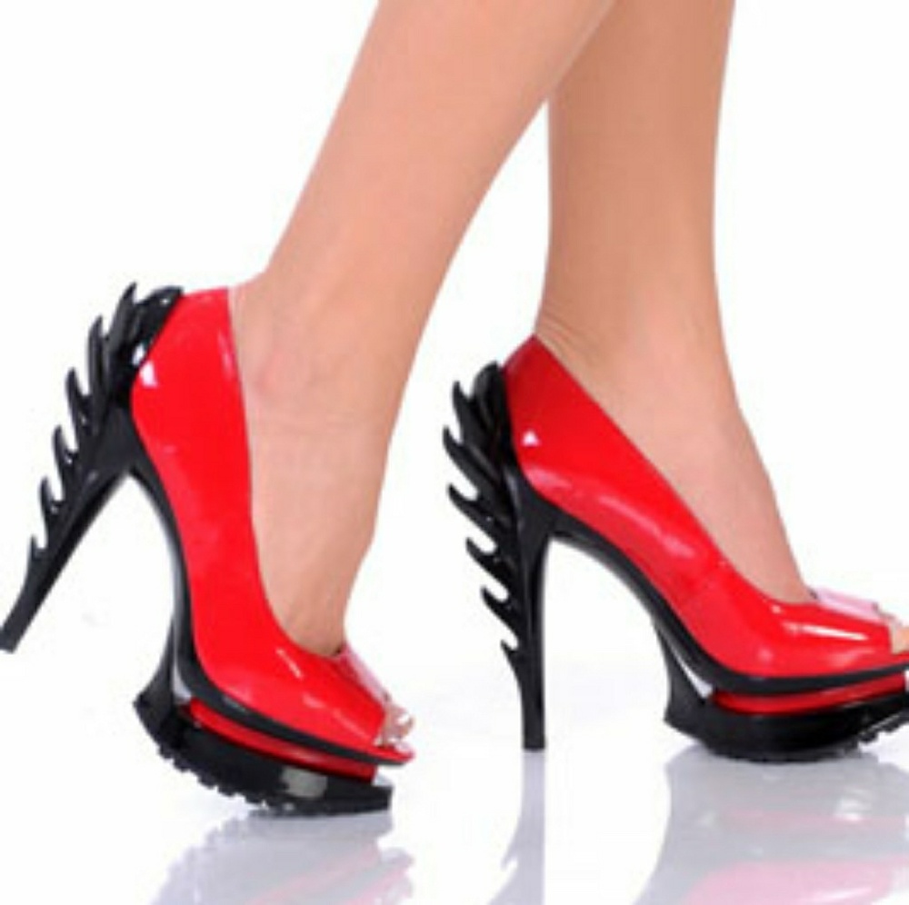 5 inch red patent platform heels