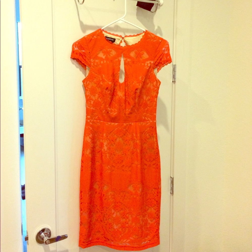 Orange lace Bebe dress
