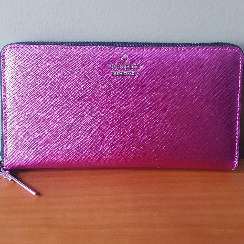 NWT Kate Spade Metallic Pink Wallet