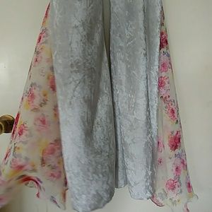 BOHO VELOUR BELL BOTTOMS/SHEER FLORAL ACCENTS SZ L